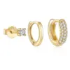 Aide Gold-Ohrstecker-Set für Damen, 3-teilig, Huggie-Creolen-Stapel für mehrere Piercings, hypoallergener Schmuck aus 925er Sterlingsilber