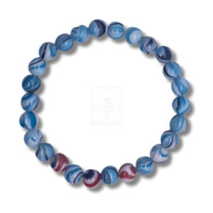 Armband mit marmorierten Perlen in Blau