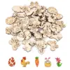 50/100 Stück Ostern Holzhandwerk Ornament Kaninchen Eier Kinder Malerei DIY Holzscheibe 2025, Frühling Ostern Party Home Tischdekoration 4