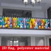 VIKAMA Buntes Osterbanner, Wandteppich, niedlicher Hase, Osterei, Zaun, dekoratives Tuch, für den Außenbereich, Hof, Veranda, Party 4