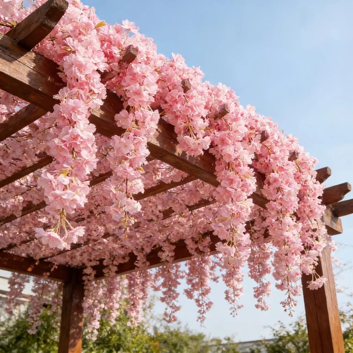 1-5 Stück Künstliche Kirschblüten-Girlande, Kunstblumenranken, Efeu-Deko für Wandverkleidung, Hochzeit, Heimdekoration 1