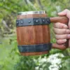 Biersteine Trinkbecher aus Edelstahl und Kunstharz, großes Fassungsvermögen, handgefertigt, antiker Herren-Fassbecher, Bierbecher für Jubiläen 4