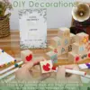 50 Stück DIY-Holzblöcke, unvollendete, leere Mini-Quadratblöcke mit farbigem Farbstift und dekorativen Schildern für DIY-Puzzle-Bastelwürfel 2