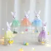1Set Ostern Multi Farbe Gemischt Kaninchen Fee Ornament Garn Rock Bunny Engel Mädchen Anhänger Frohe Ostern Party Frühling wohnkultur Kind 2