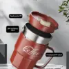 WORTHBUY Kaffeetasse mit Deckel und Griff, 304 Edelstahl, Tee, Milch, Kaffeetasse, doppelwandig, isoliert, Anti-Verbrühungs-Trinkbecher 5