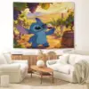Mädchenhaftes Schlafzimmer Niedliches Stitch-Vineyard-Muster Druck-Wandteppich Wohnzimmer Wandbehang Lässiges Raumthema Personalisierte Raumdekoration 3