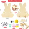 20 Stück Holz-Osterornamente zum Bemalen von Kaninchen, Häschen, Holz, DIY, blanko, unvollendete runde Scheiben, Ornament zum Basteln, Hängedekoration 2