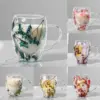 350 ml Kreative Doppel Wand Kaffee Becher Getrocknete Blume Füllstoff Glas Tasse Hohe Borosilikatglas Tasse Hitzebeständige Tee Kaffee becher 6