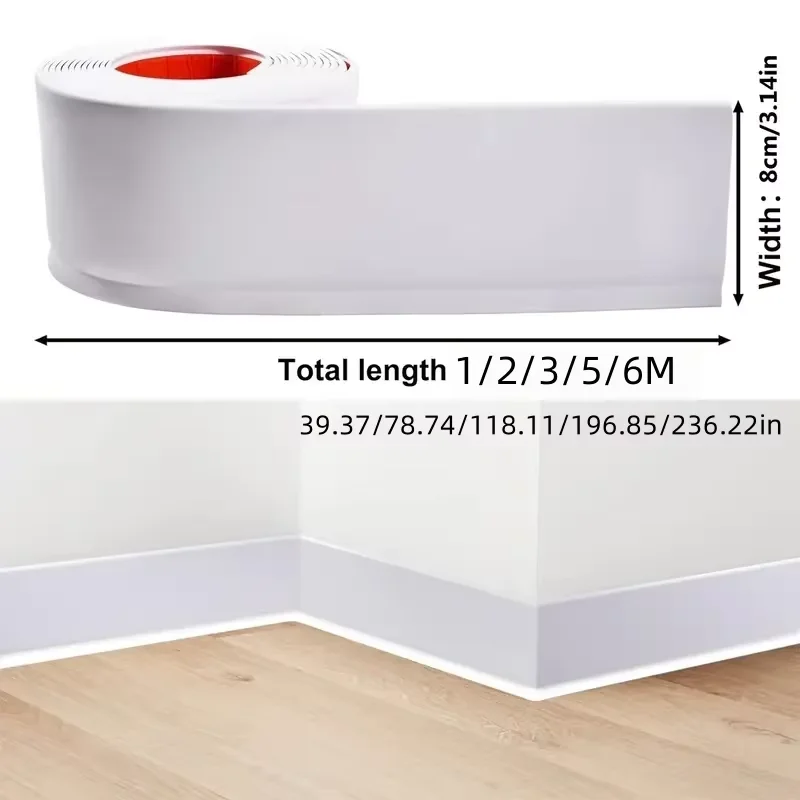 1PC 1/2/3/5/6M Selbst-klebe Gummi Sockelleiste Wasserdichte Wand Aufkleber rand Schließen Streifen Wohnzimmer Fußleiste Dekor 2