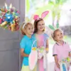 2025 Neuer Osterhasenkranz, bunte Tür-Wand-Ornamente, fröhliches Osterhasen, kreative Girlande für Zuhause, Party, Festival-Dekoration 4