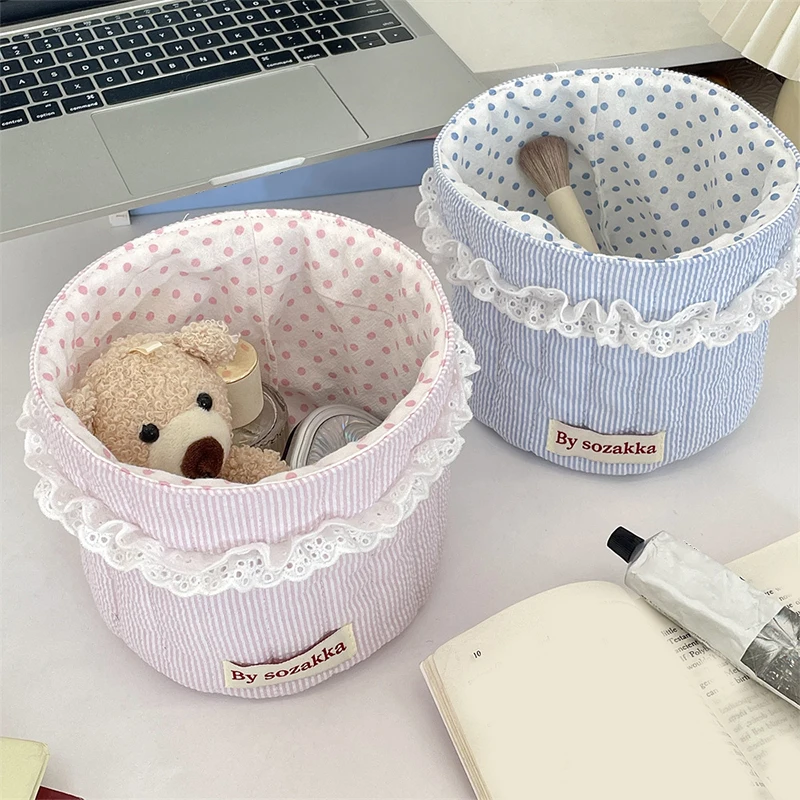 Trendiger Aufbewahrungskorb, Niedlicher Faltbarer Runder Stoff-Desktop-Aufbewahrungsbox, Boho Kleiner Stoff-Aufbewahrungskorb Organizer Wohndekor 2