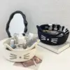 Handgewebter Aufbewahrungskorb mit Cartoon-Katze und Ohren, Kinderspielzeug, Kleinigkeiten, Wäsche, Schreibtisch-Organizer, platzsparende dekorative Behälter 5