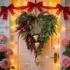 Festliche Kranzdekoration, hängende Girlande aus Rattan mit Beeren für Feiertagsfeiern, Wand, Tür, Fenster, Valentinstag, Dekoration für Zuhause 1