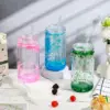 6PCS 16oz Klarer Plastikbecher Bambusdeckel Strohbecher Doppelwandiger Schneekugelbecher Vorgebohrte Wasserflasche Einmachglas Becher Trinken 5