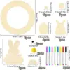 Osterkranz, Schilder, Dekorationen, DIY, Holz, Oster-Bastelsets, Ostereier, Hase, Küken, Holzaufkleber, Pom-Poms, Kulleraugen für Kinder 6