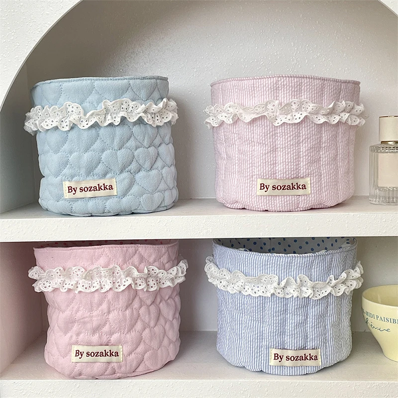 Trendiger Aufbewahrungskorb, Niedlicher Faltbarer Runder Stoff-Desktop-Aufbewahrungsbox, Boho Kleiner Stoff-Aufbewahrungskorb Organizer Wohndekor