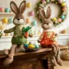 Osterhase Deko-Stofffigur Niedliche Hasenfigur für Regal Kaminsims Frühlings-Heimdekoration Tisch-Mittelstück Ornament 1