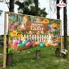 VIKAMA Niedliches Kaninchen-Osterei-Thema-Hintergrundbanner für draußen, drinnen, Wohnzimmer, Schlafzimmer, Büro, Heimdekoration 1