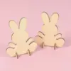 10/20 stücke Ostern Holz Hase Kaninchen DIY Holz Ornament Handwerk Kinder Spielzeug Geschenk Frohe Ostern Party Hause Desktop Dekoration 2