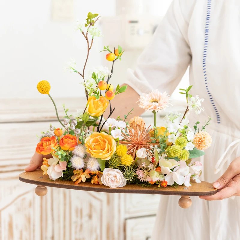 Frühling künstliche Blumen Arrangement Herzstück Home Office Dekor gefälschte Blumen Hochzeit Party Display Requisiten Geschenke für Frauen 3