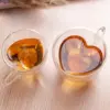 180 ml/240 ml Herz Liebe Geformt Tee Bier Becher Saft Tasse Kaffee Tassen Becher Geschenk Doppel Schicht glas Becher Wärme-Wider Drink 1