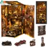 ATUBAN Buchecke Kit Oldtimer F1 DIY Holzpuzzle Bücherregal Einsatz Dekor Puppenhaus Modell Buchstütze Gebäude Dekoration Geschenke 6