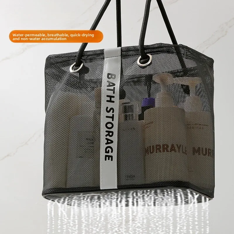 Neue tragbare Aufbewahrungstasche für Toilettenartikel, großes Gitter-Abtropfkörbchen, unverzichtbare Handtasche für Baden und Schwimmen, Kosmetik-Organizer 2