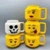 Cartoon-Keramikbecher, 250 ml, mit niedlichem Impish-Ausdruck, Figurenkopfmuster, Kaffee, Milch, Tee, Trinkgeschirr für Paare, Freunde, Familie 6