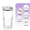 2/4 Stück 18oz Doppelwandiger Kunststoff-Schneekugel-Becher mit Vorgebohrtem Loch, Flasche mit Strohhalm-Deckel, Eiskaffeebecher, Wiederverwendbares Trinkgefäß 4