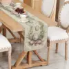 1 Stück Oster-Tischläufer - Leinen 2D-Druck mit Ei- und Blumenkranz-Design mit Schleife, Ideal für Küche, Esszimmer-Dekoration & Feste 3