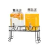 3,8L Doppel-Getränkespender-Set mit Metallständer, Auslaufsichere Zapfhähne, Glas-Getränkespender für Partys, Grillabende & Hochzeiten