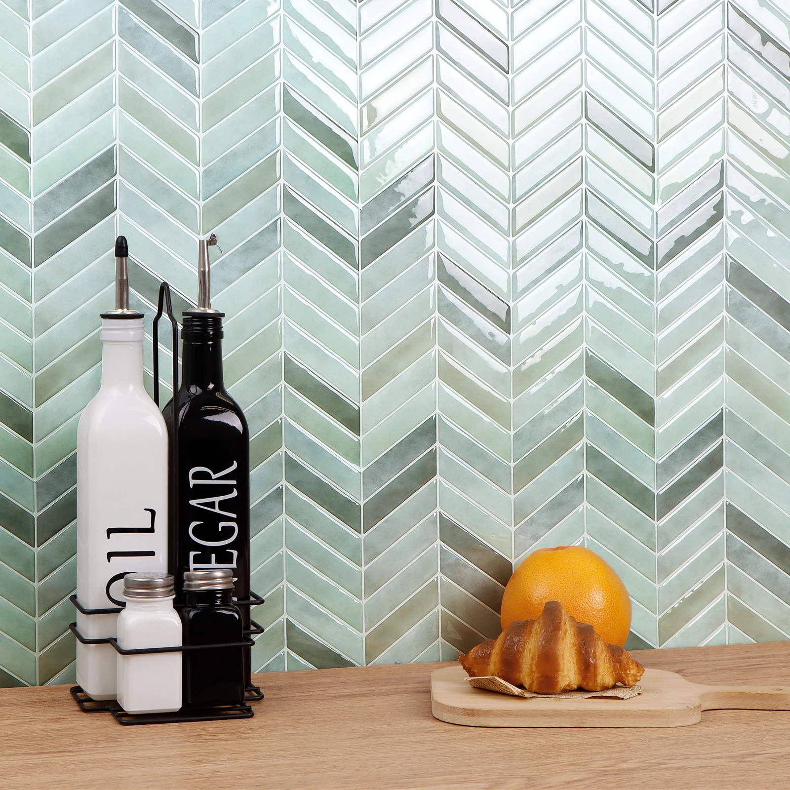 5 Blatt wasserfeste Wandfliesen zum Abziehen und Aufkleben, 25,4 x 25,4 cm, für Küche und Badezimmer