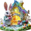 Osterhase und Hase Haus Tischdekoration Ornament. Aus Acryl, geeignet für Heim- und Bürodekoration.