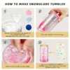 6PCS 16oz Klarer Plastikbecher Bambusdeckel Strohbecher Doppelwandiger Schneekugelbecher Vorgebohrte Wasserflasche Einmachglas Becher Trinken 6
