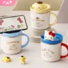 Für Sanrio Hello Kitty Cinnamoroll Melody Keramiktasse Wasserbecher mit 3D-Puppendeckel Kinder Zuhause Frühstück Milch Saftbecher Kaffeetasse 6