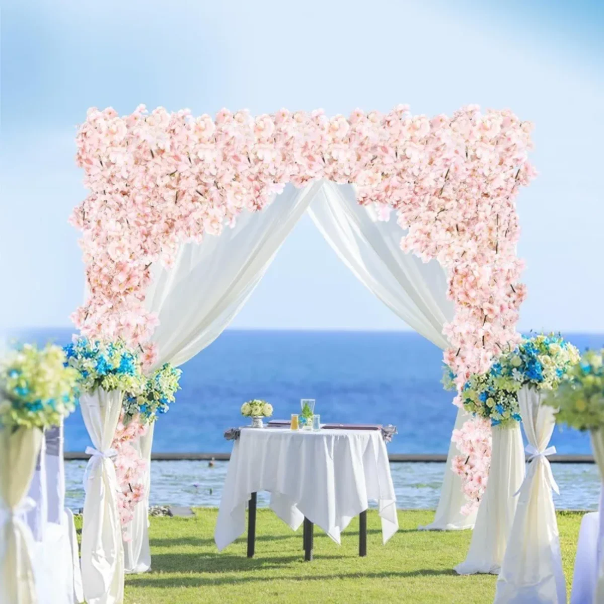 1-5 Stück Künstliche Kirschblüten-Girlande, Kunstblumenranken, Efeu-Deko für Wandverkleidung, Hochzeit, Heimdekoration 3