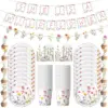 Frühling Wildblumen Muster Einweg Geschirr Teller Tassen Servietten Mädchen Blume Geburtstag Party Baby Dusche Dekoration Lieferungen