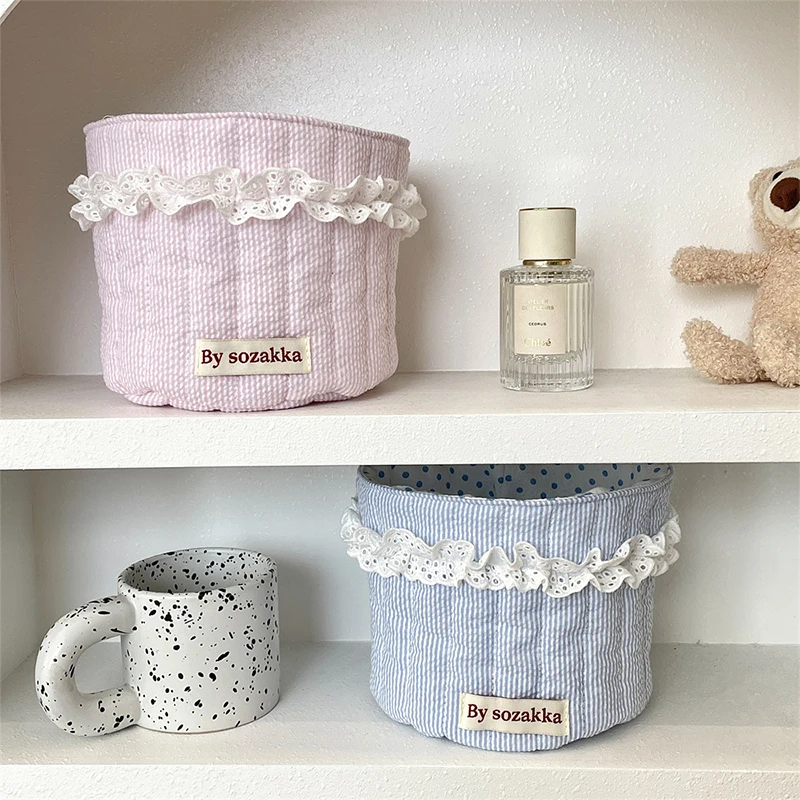 Trendiger Aufbewahrungskorb, Niedlicher Faltbarer Runder Stoff-Desktop-Aufbewahrungsbox, Boho Kleiner Stoff-Aufbewahrungskorb Organizer Wohndekor 3