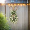 Osterhase Kranz Rattan Kranz Frühling Tür Dekor Floral Künstliche Pflanze Blume Wand Fenster Hängen Hausgarten Ornament 2