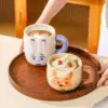 Disney Tier-Keramikbecher, hitzebeständig, für Kaffee, Frühstück, Milch, Haferflocken, mit Henkel, großes Fassungsvermögen, Relief-Paarbecher, Geschenk 5