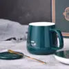Neuer Thermostatischer Keramikbecher mit Löffel und Deckel, tragbares Geschenkbox-Set, Kaffeetasse, Becher, Schule, Büro, praktisch und praktisch 3