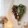 Festliche Kranzdekoration, hängende Girlande aus Rattan mit Beeren für Feiertagsfeiern, Wand, Tür, Fenster, Valentinstag, Dekoration für Zuhause 6
