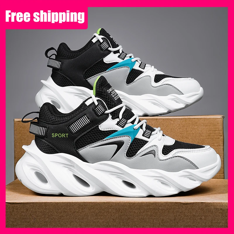 Herren-Sportschuhe, Mesh-Schnürschuhe, rutschfest, verschleißfest, Laufschuhe, vielseitig, weiche, dicke Sohle, Rebound-Fitness-Trainingsschuhe 2