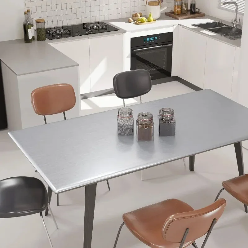 40 cm Metall-Wandaufkleber aus gebürstetem Silber, Edelstahl, für Küche, Wohnzimmer, Kühlschrank, Arbeitsplatte, selbstklebende Tapete 5