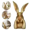 Niedliche Hasenfigur aus Kunstharz, Kreative Vintage Goldene Häschen-Statue für Ostern, Heimdekoration, Schreibtisch, Frühlings-Hasen, Osterdekoration 3