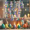 1–12 Stück Boho-Osterhasen-Dekoration, bunte flache 2D-Holzanhänger, fertig zum Aufhängen. Perfekt für Zuhause, Party und Geschenke. 4