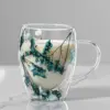 350 ml Kreative Doppel Wand Kaffee Becher Getrocknete Blume Füllstoff Glas Tasse Hohe Borosilikatglas Tasse Hitzebeständige Tee Kaffee becher 2