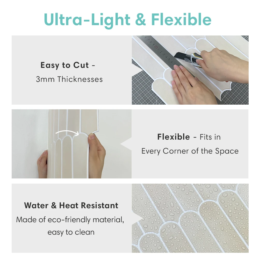 1/10 Stück 3D-dekorative Fliesenaufkleber, 3D-Fischschuppentexturen, matt 30 cm x 30 cm, wasser- und schimmelresistent, für Küche und Badezimmer W 5