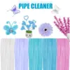Pfeifenreiniger Blumen Bastelset, 521 Stück Pastellpfeifenreiniger DIY Chenille-Stiele Machen Sie Blumenstiele-Set mit Blumenstielen und Klebeband 2
