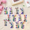 1–12 Stück Boho-Osterhasen-Dekoration, bunte flache 2D-Holzanhänger, fertig zum Aufhängen. Perfekt für Zuhause, Party und Geschenke.